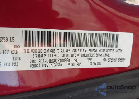 2012 Chrysler Town & Country Touring from USA, damaged, VIN 2C4RC1BG0CR400990